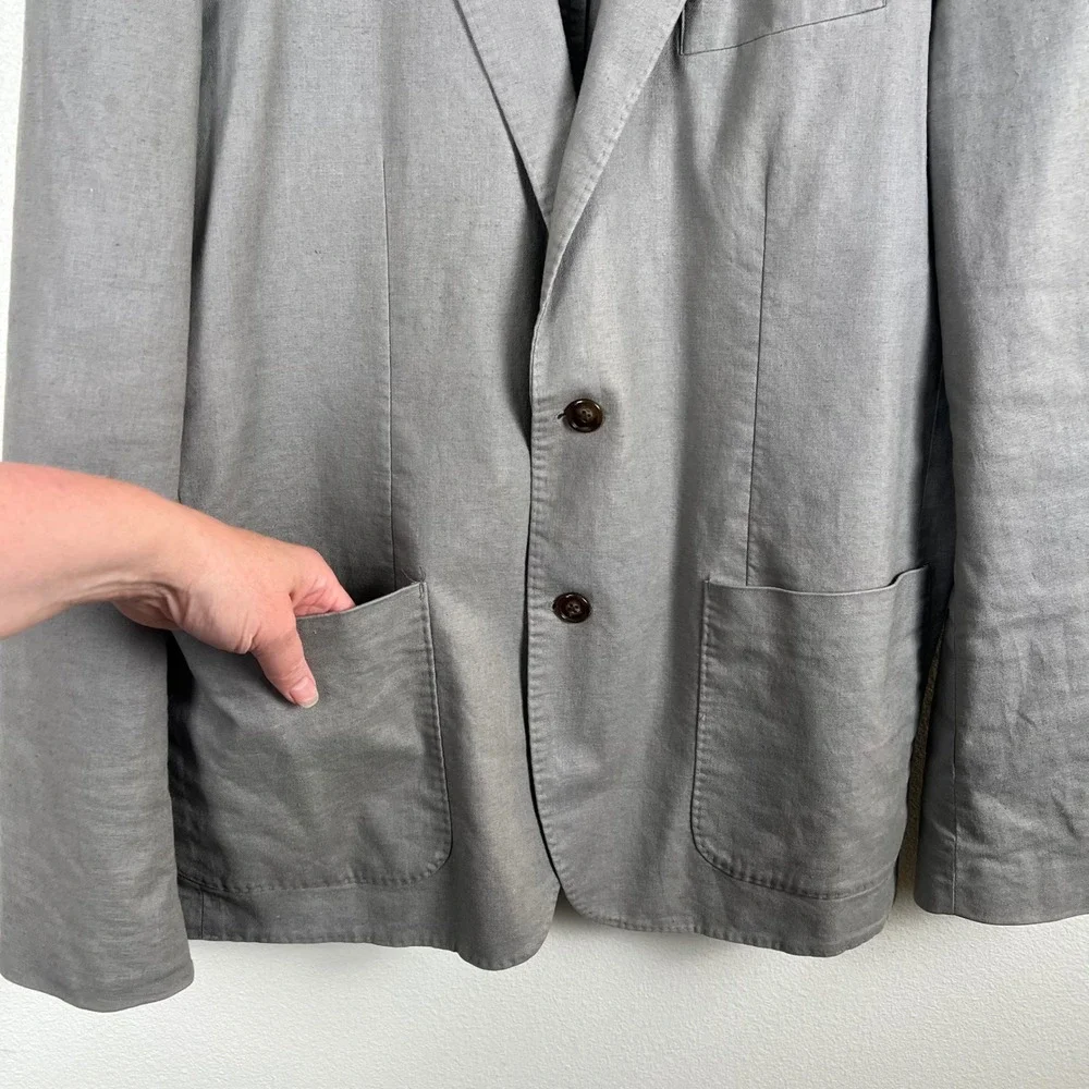 J.Crew Mens Hemp Cotton Blend Unstructured Blazer Grey BC612 XL